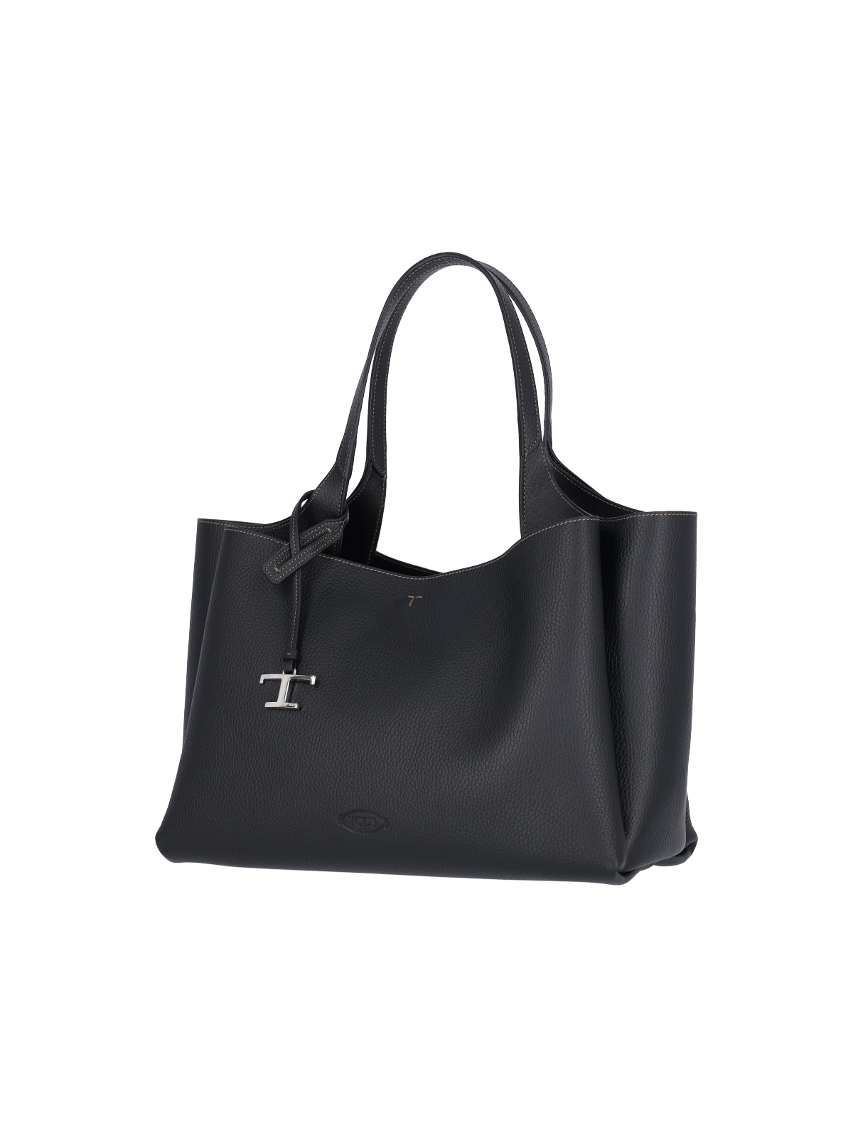Medium Tote Bag In Black Hammered Leather