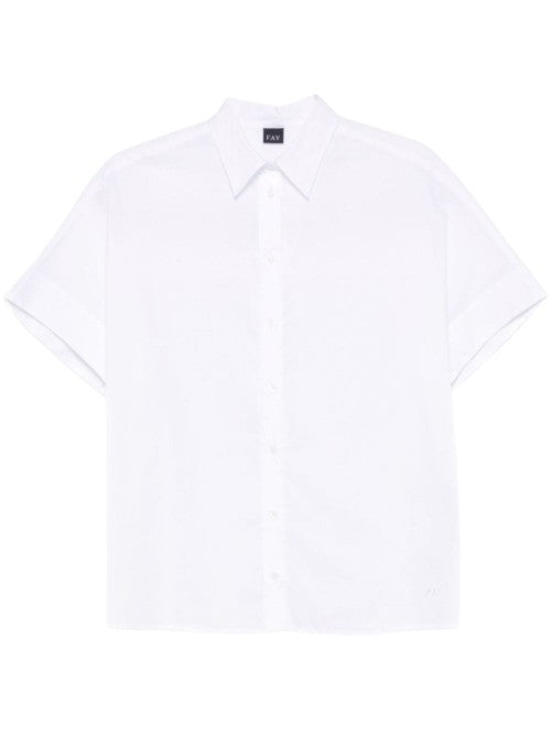 Cotton Shirt With Classic Collar And Kimono Sleeves