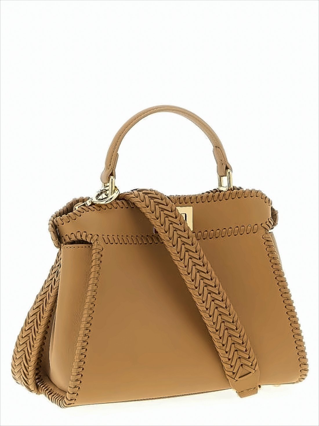 Structured Brown Leather Shoulder Bag