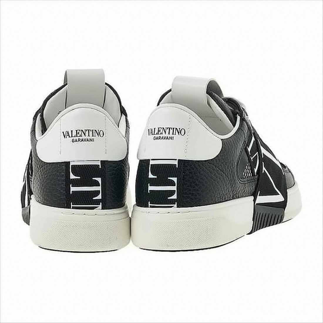 Black Textured Calf Leather Sneakers with Mesh Panels
