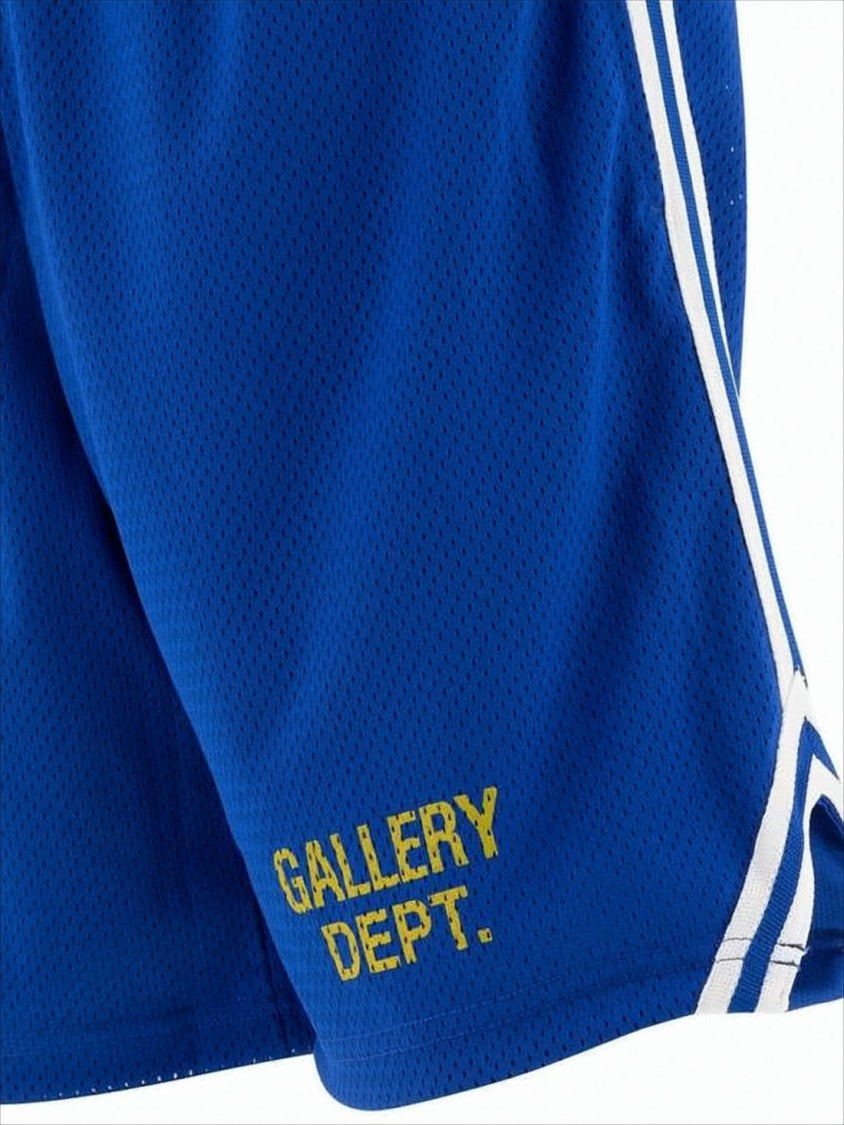 Breathable Blue Mesh Shorts with Contrasting Stripes