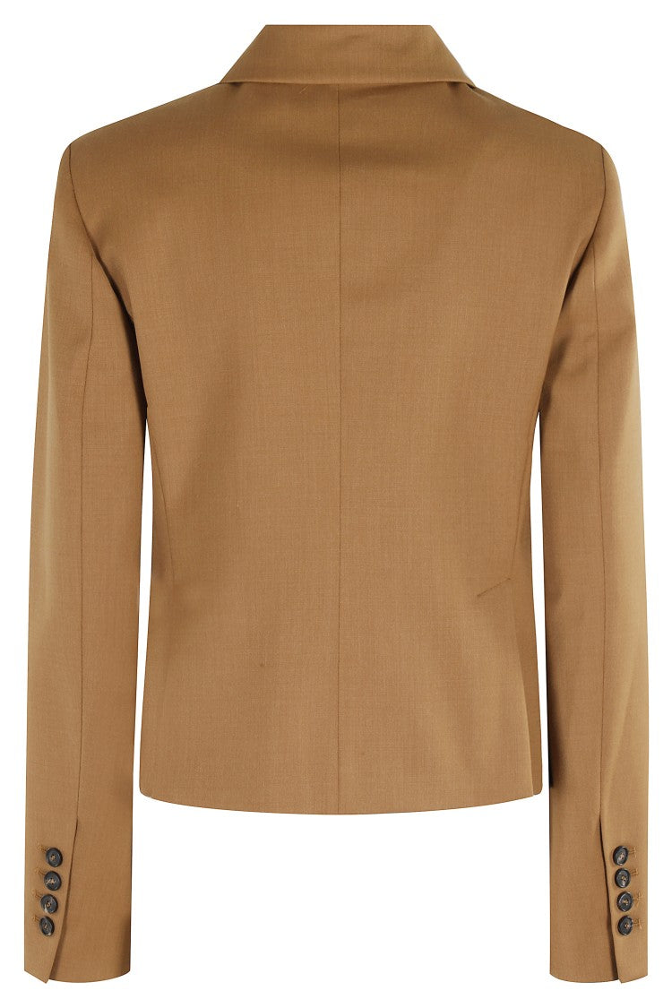 Caramel Canvas Jacket With Classic Lapel