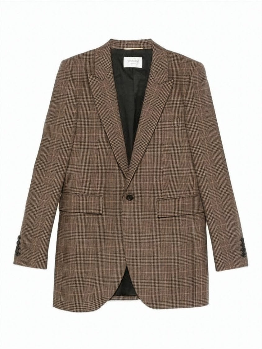 Tailored Plaid Wool-Blend Blazer