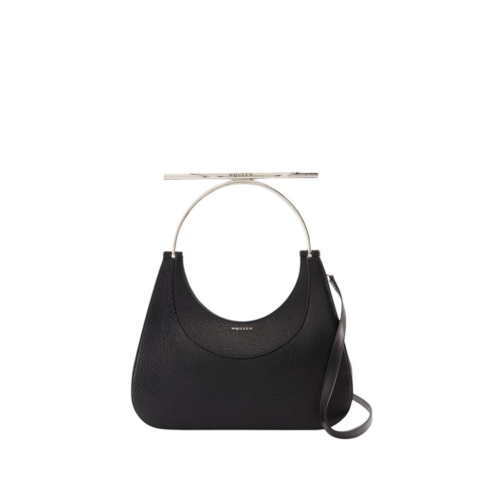 Cross Bar Purse - Leather - Black/Silver