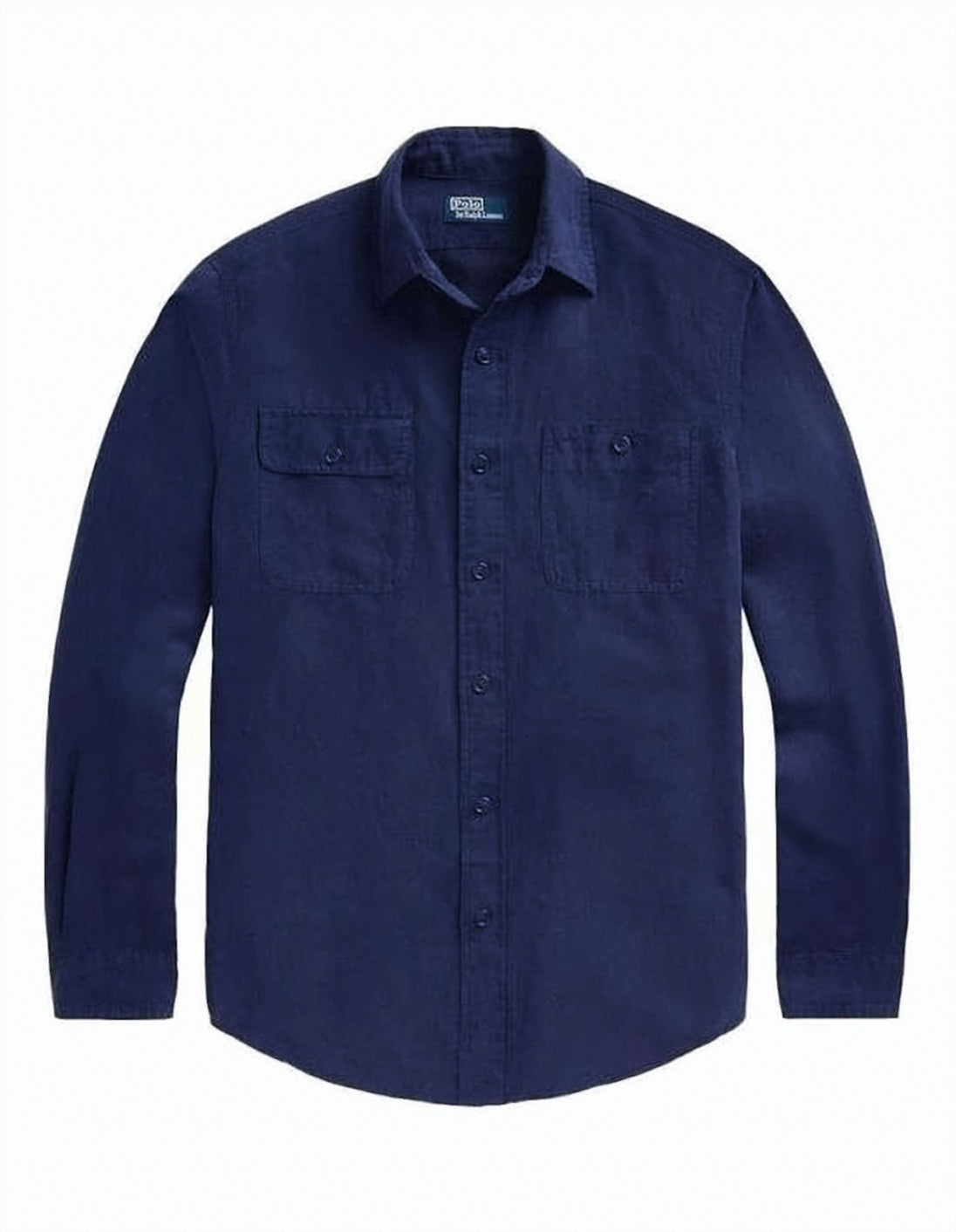 Navy Long-Sleeve Shirt with Classic Collar