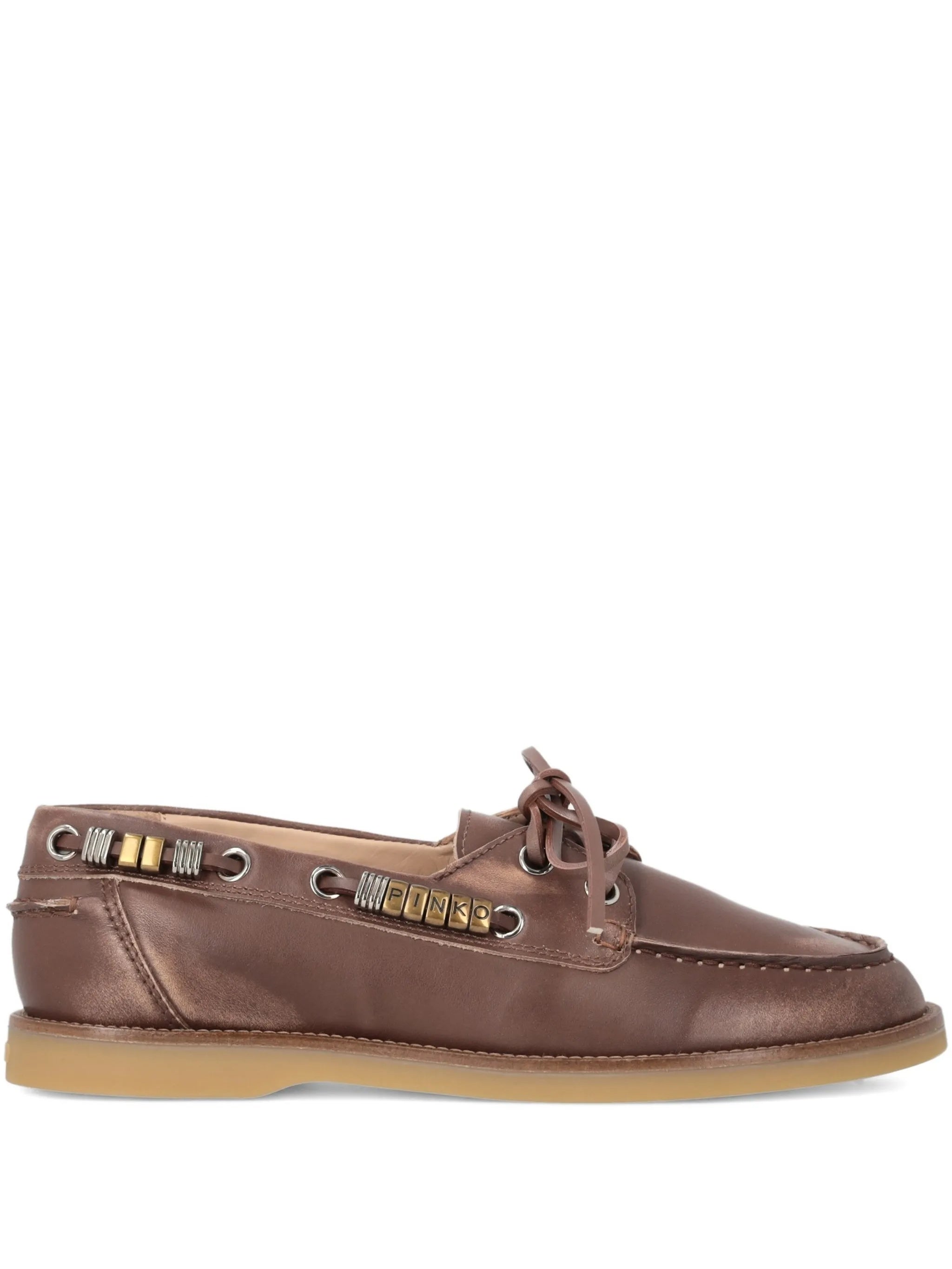 Brown Grace 01 Metallic Leather Loafers