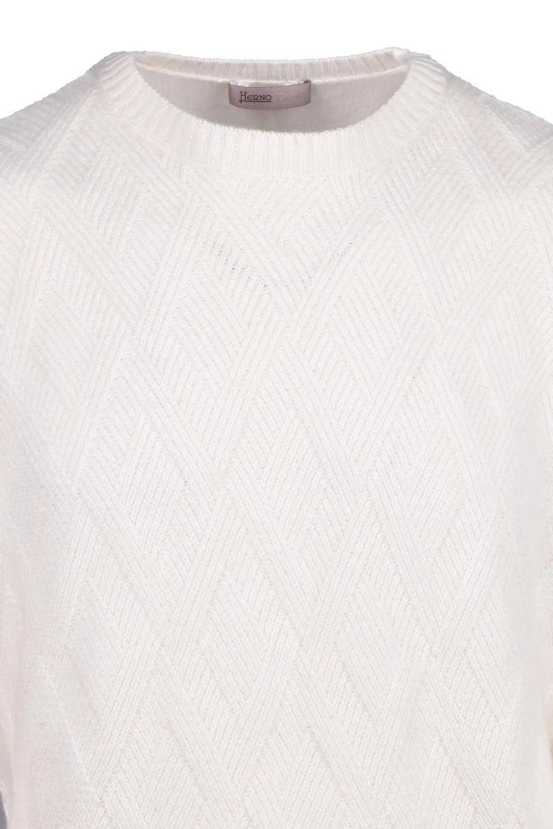 Crew Neck Cashmere Sweater - White