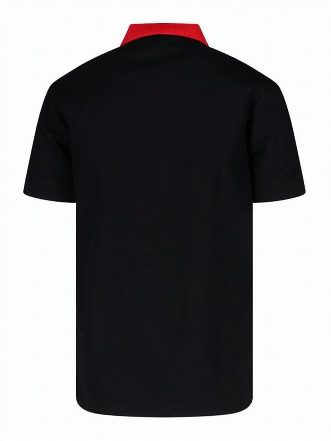 Short-Sleeved Black Polo Shirt With Striped Collar And Logo