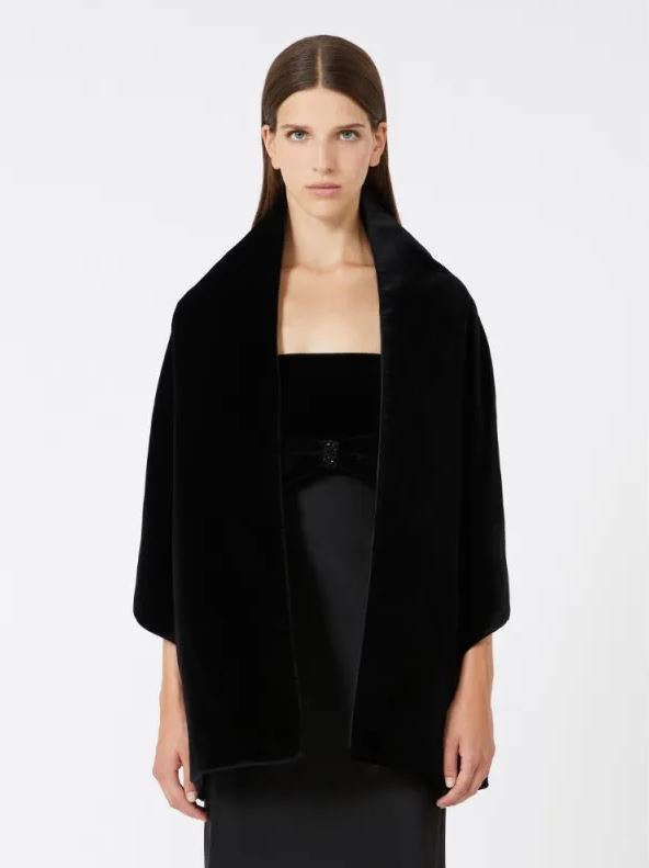 Black Stole in Stretch Cotton Velvet