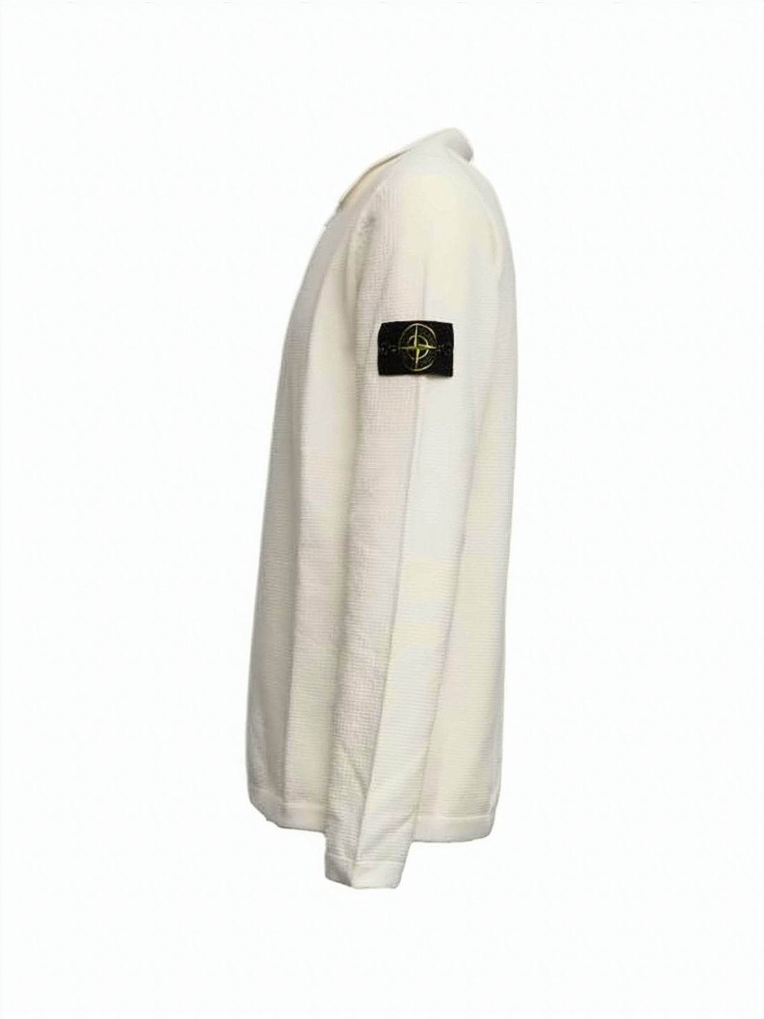 Textured Knit Long-Sleeve Polo Shirt