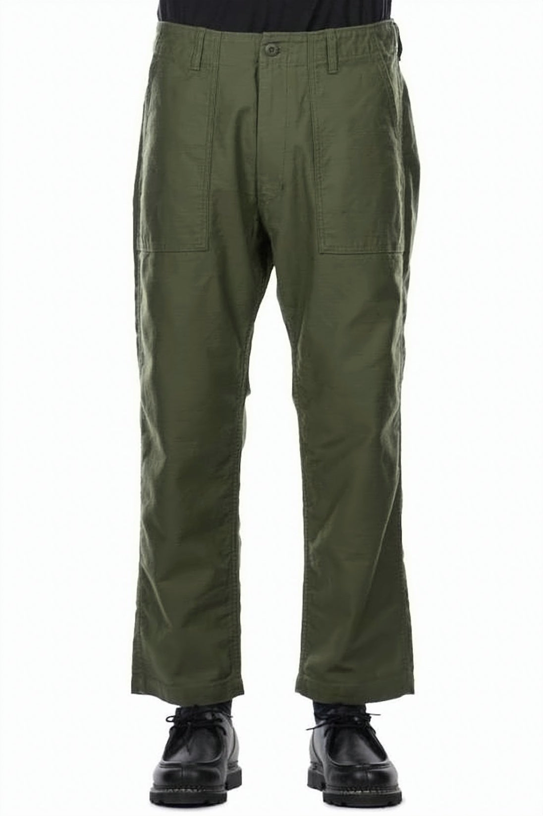 Relaxed Fit Straight Pants with Button Closure