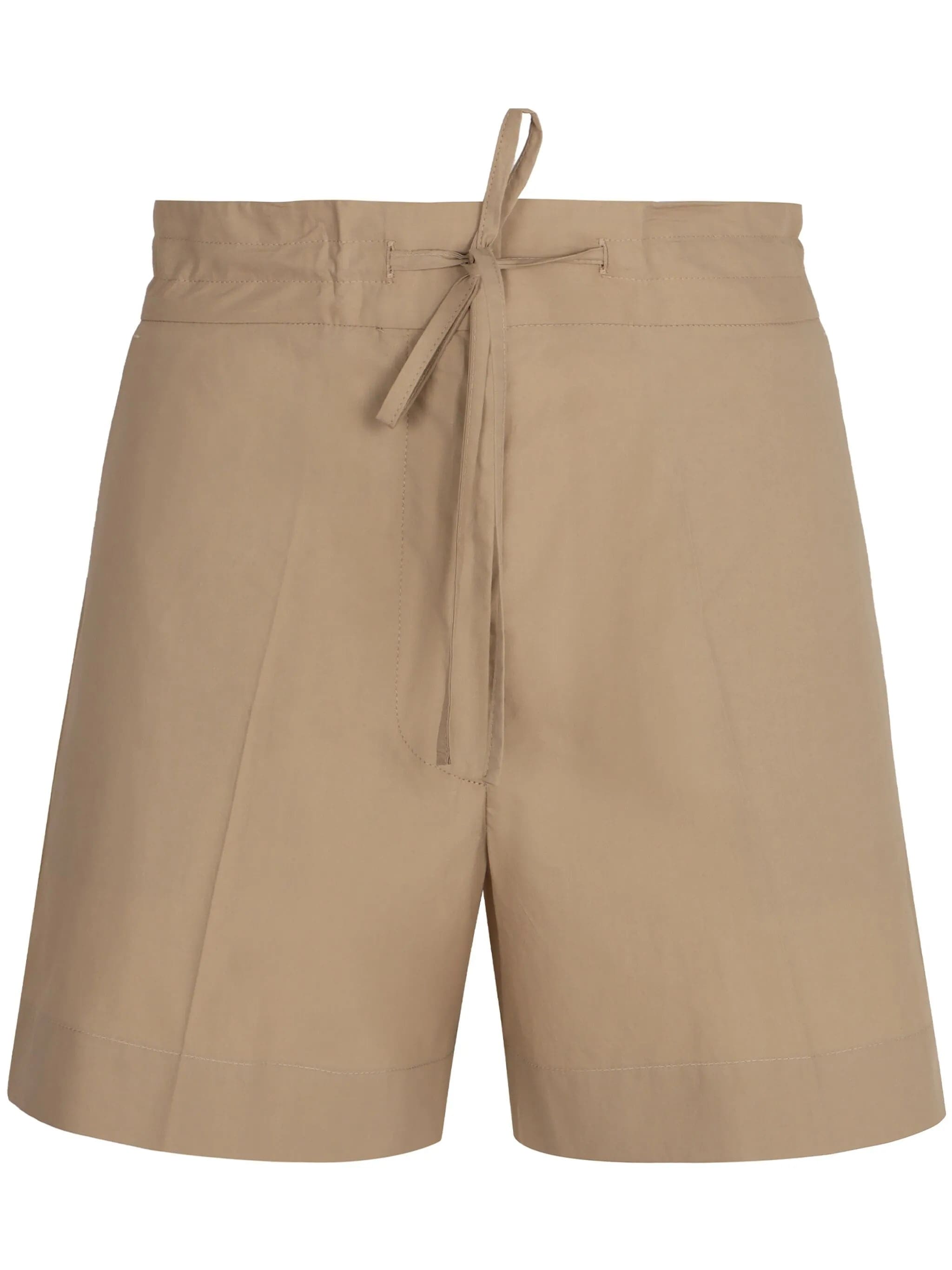 Brown High Waisted Cotton Tie Shorts