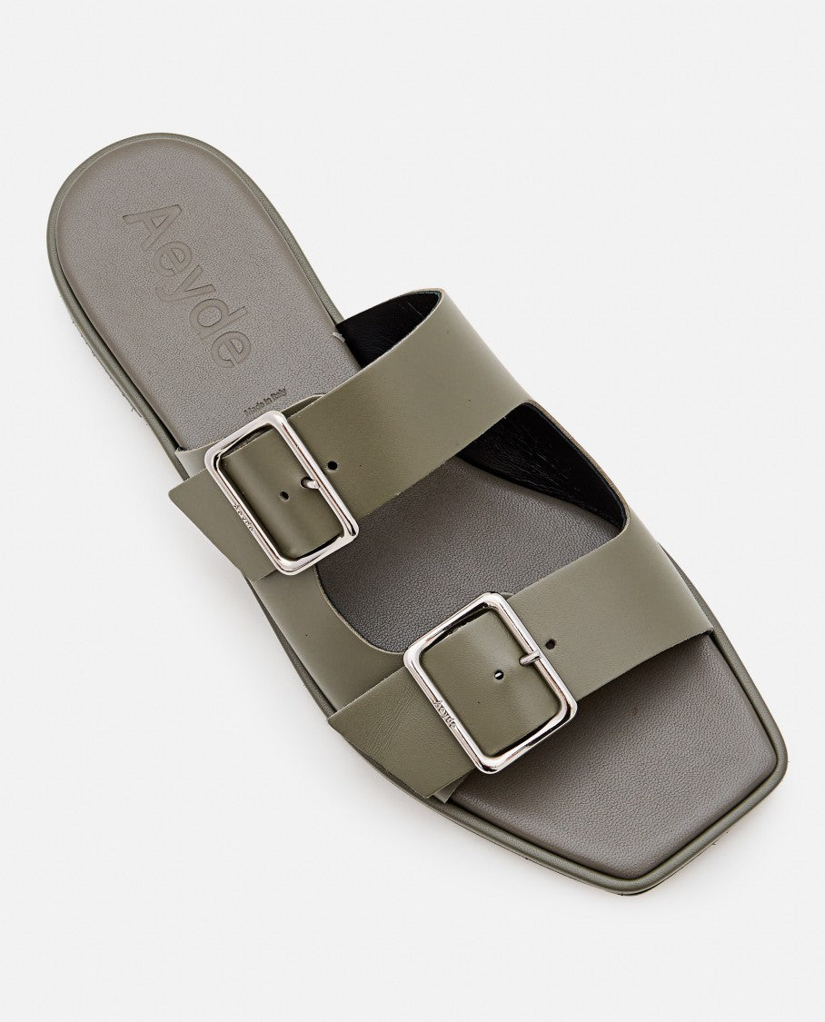 Calfskin Leather Sandals With Adjustable Buckles