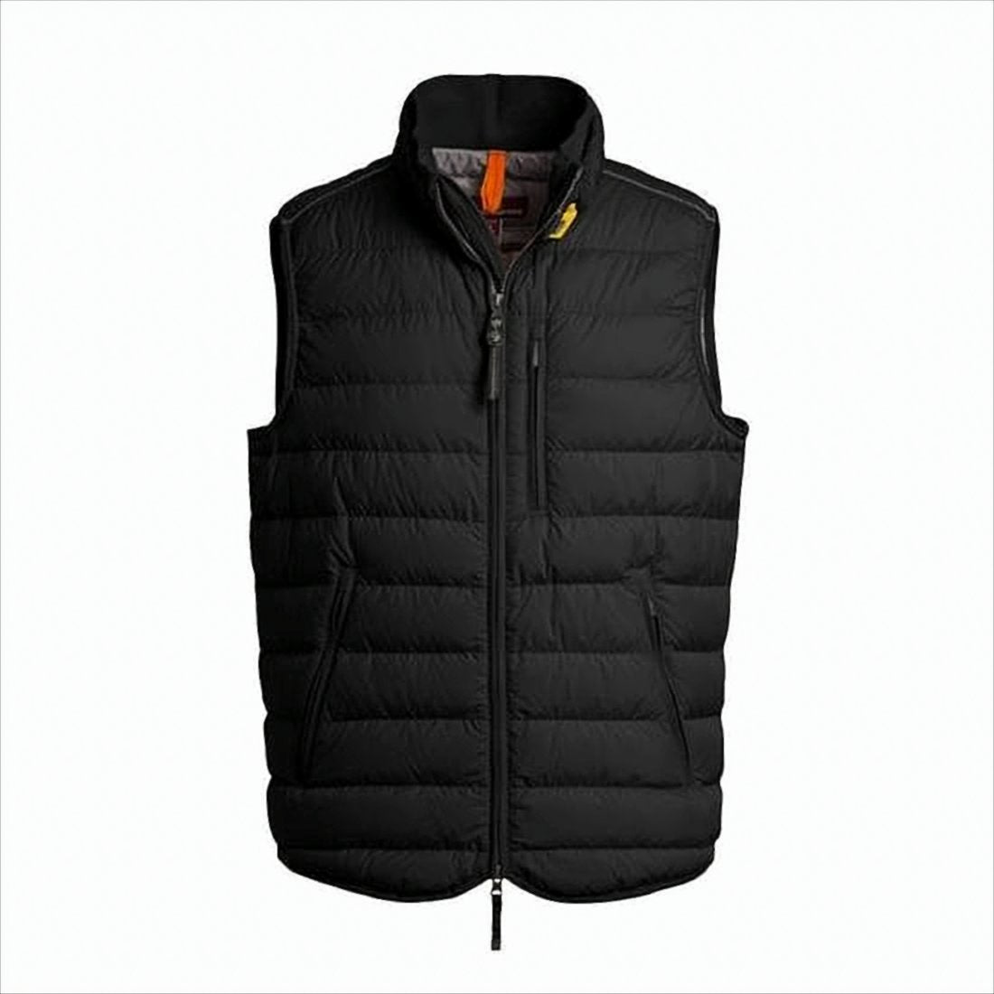 Quilted Black Vest with High Collar and Zipper Closure