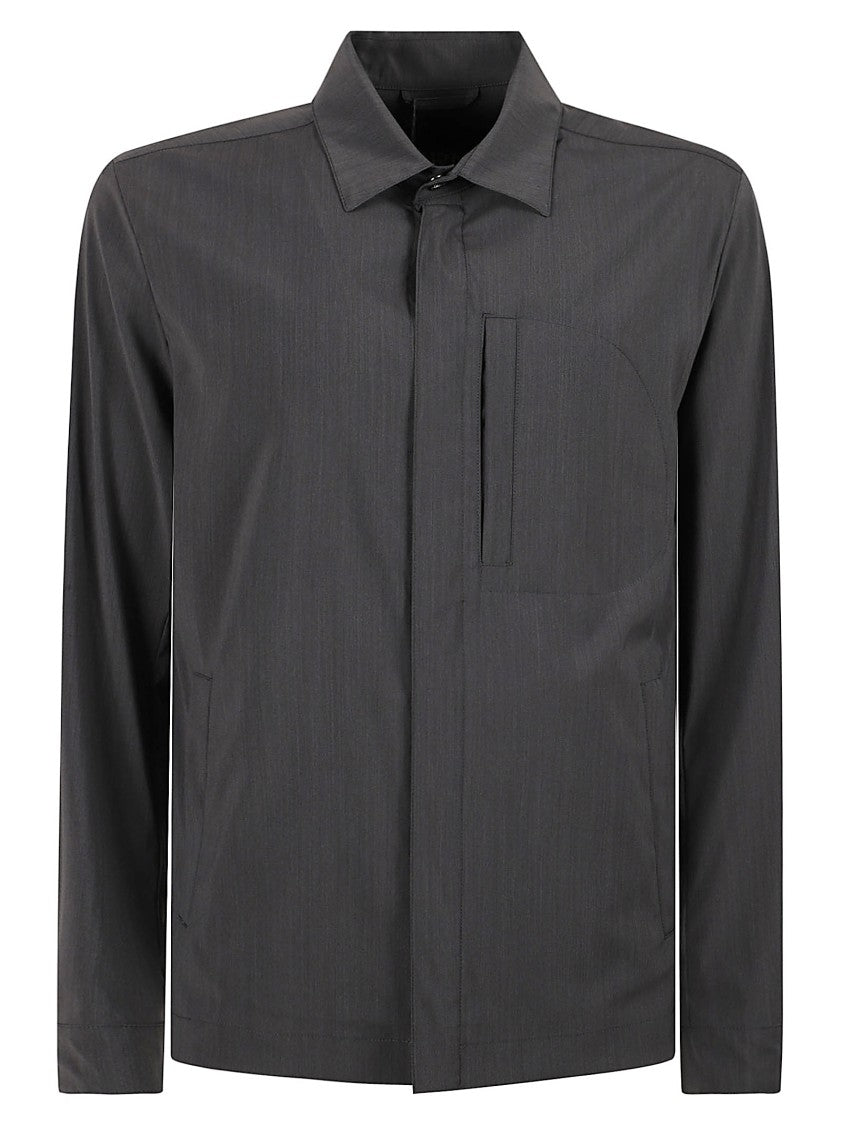 Button-Up Grey Coat With Subtle Texture