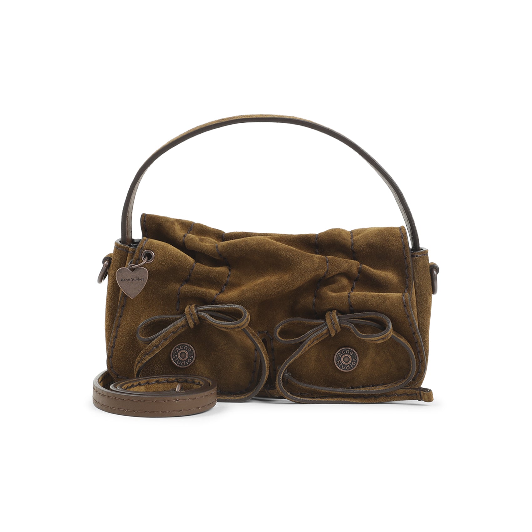 Compact Handbag with Ruched Texture and Dual Pockets