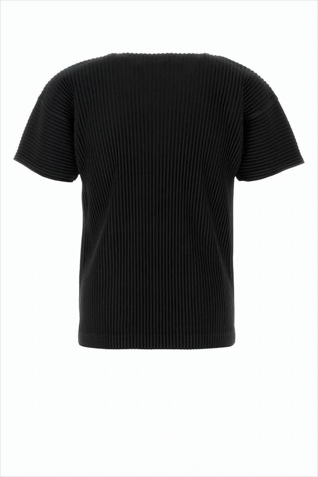 Pleated Black T-Shirt with Boxy Silhouette
