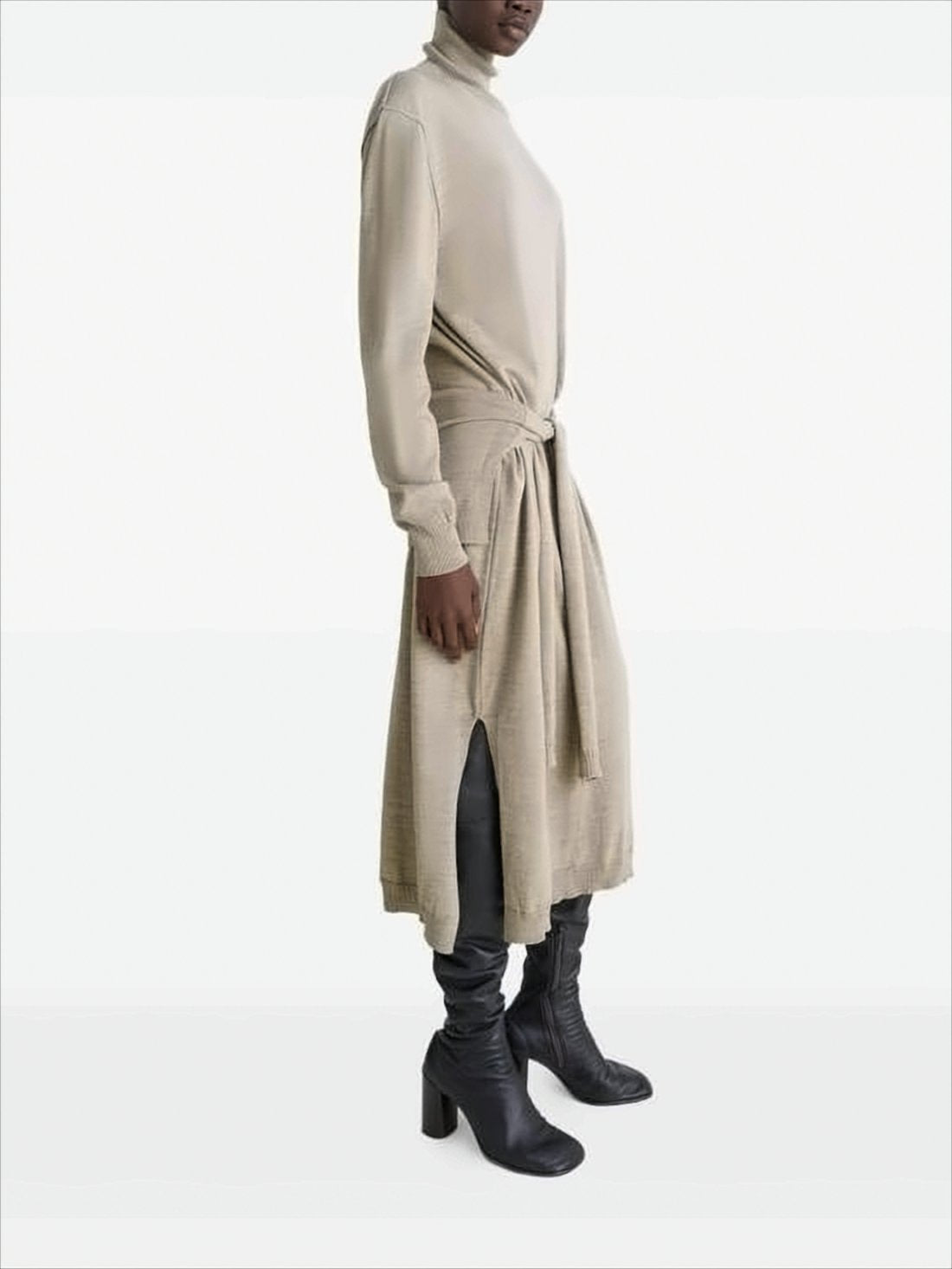 Merino Blend Midi Dress With Turtleneck