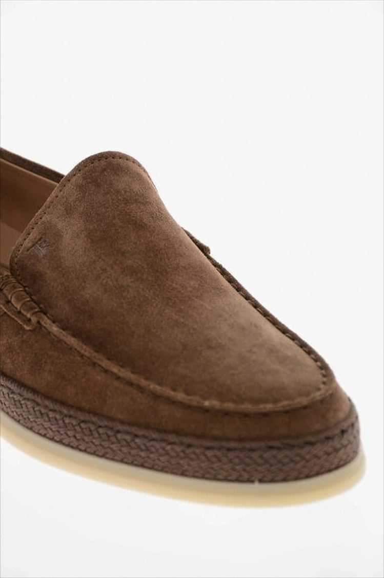 Suede Loafers with Braided Detail and Rubber Outsole