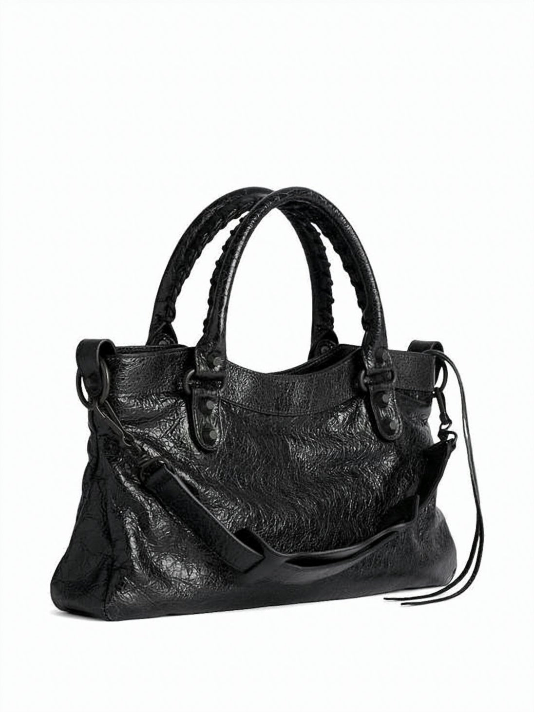 Textured Lambskin Leather Shoulder Bag with Edgy Accents