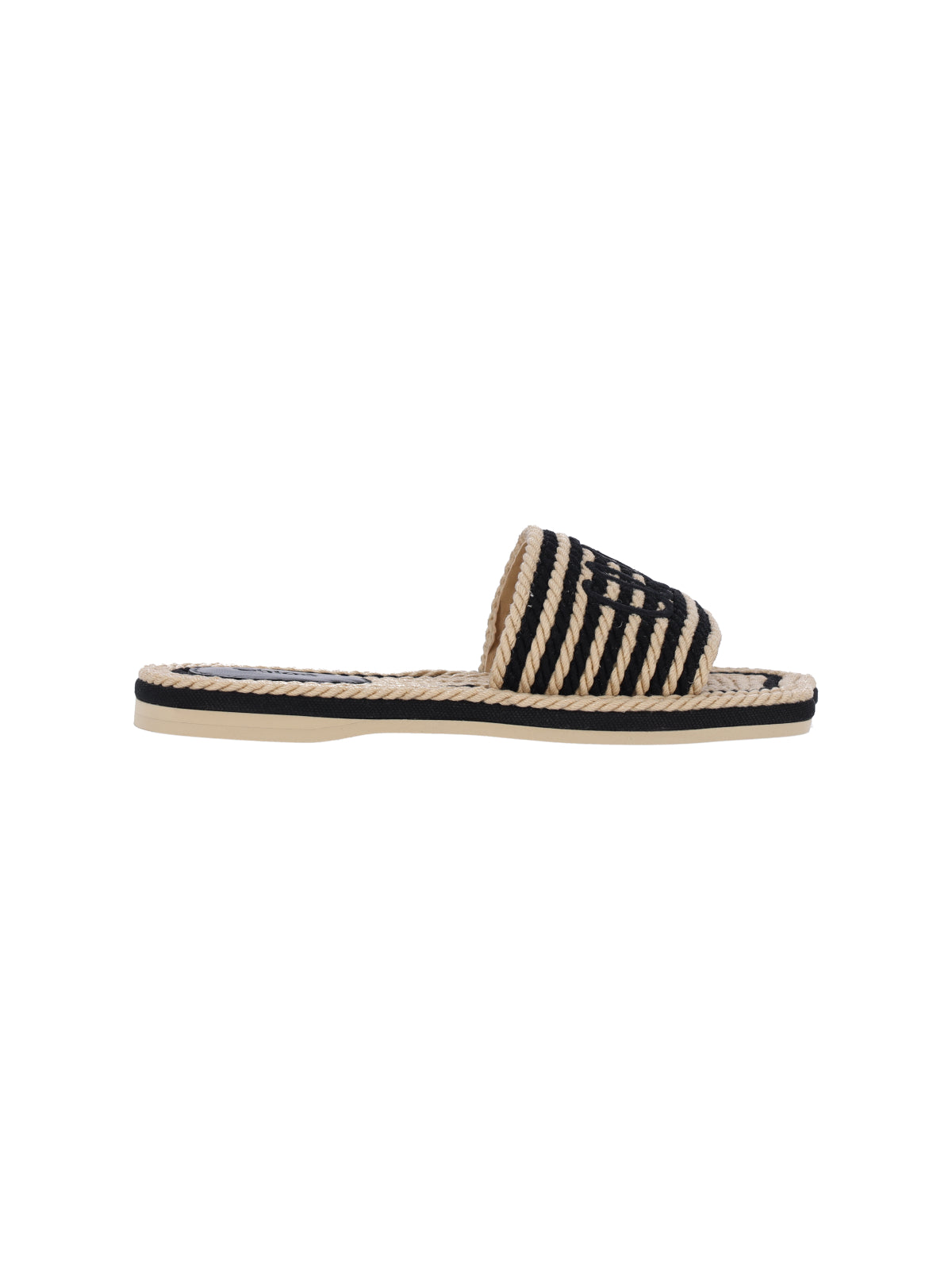 Black Twisted Cotton Rope Sandals