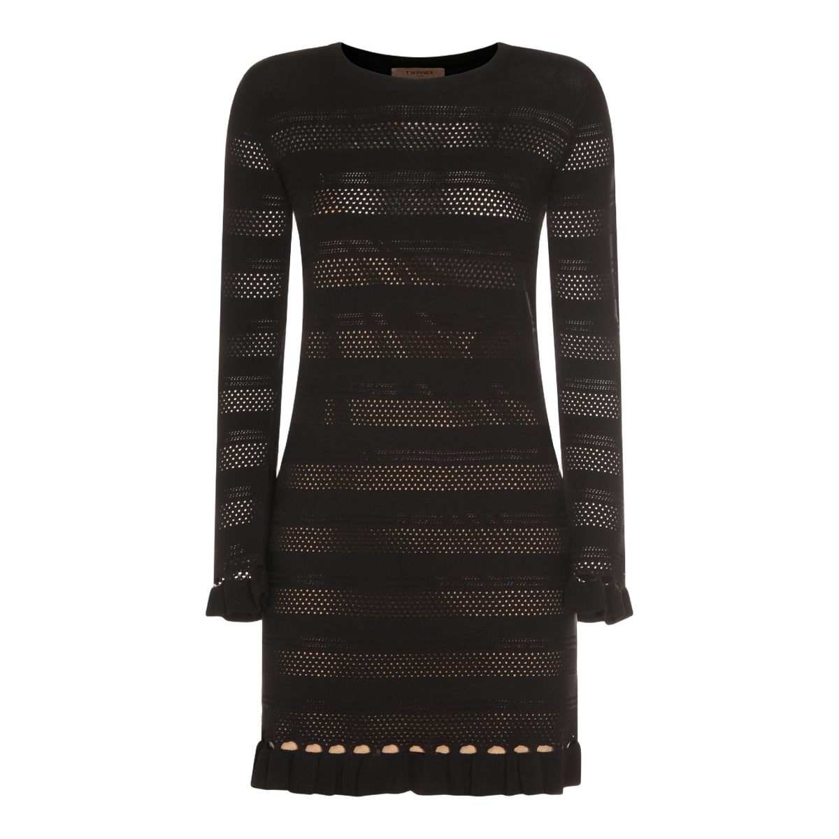Fitted Black Mini Dress with Sheer