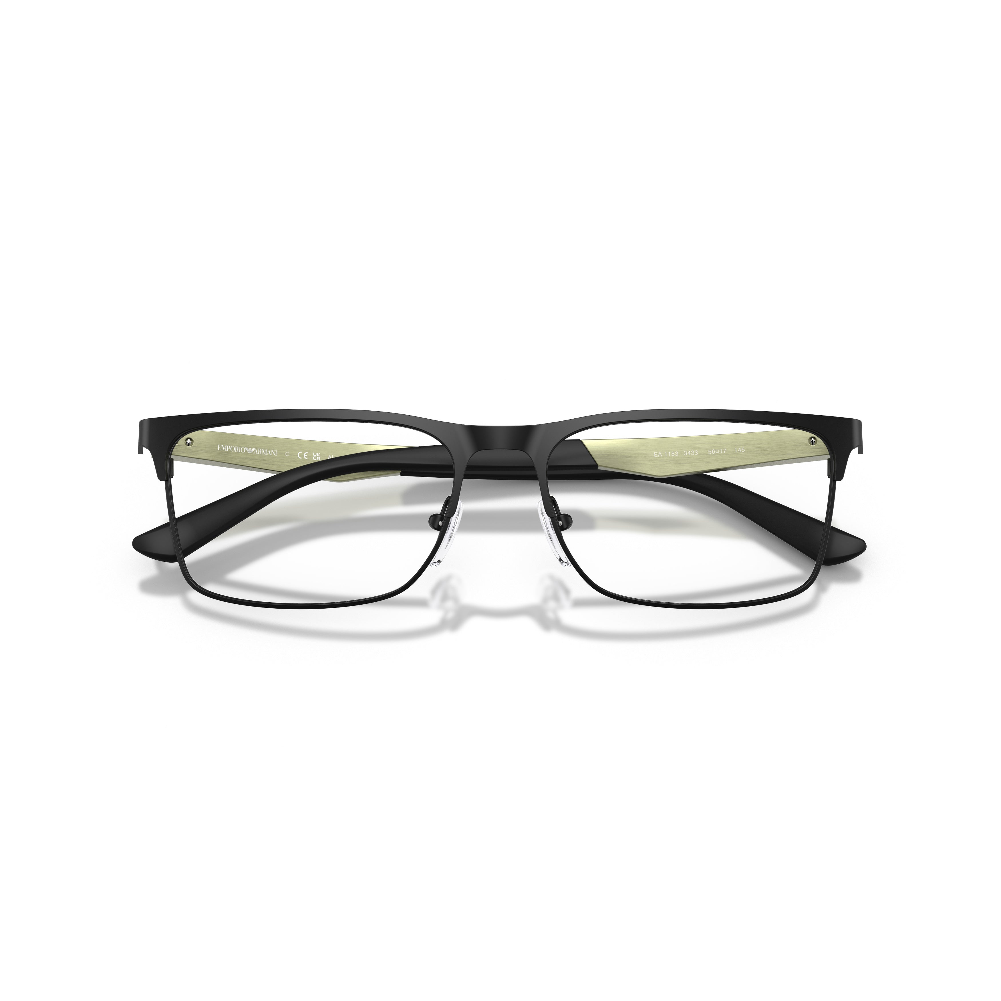 0ea1183 Rectangular Matte Black Eyeglasses with Olive Green Accents
