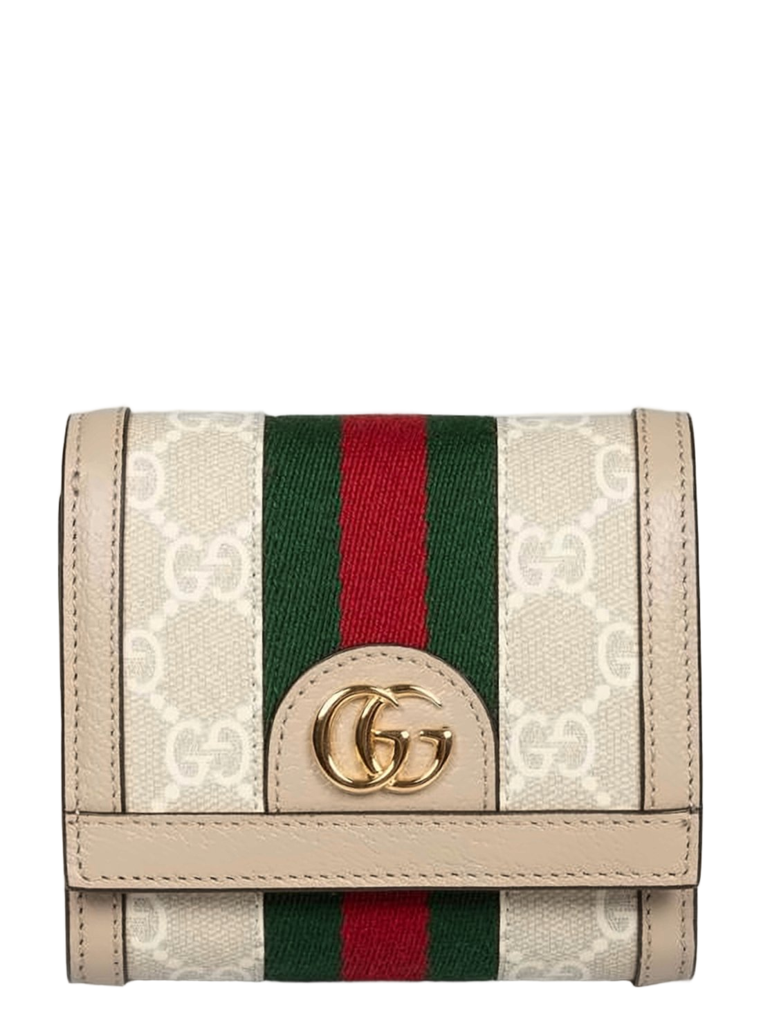 Beige Canvas Wallet with Monogram Design