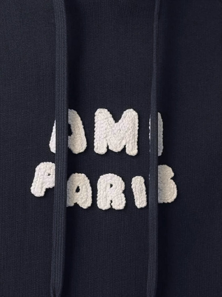 Cropped Black Hoodie with Textured Logo