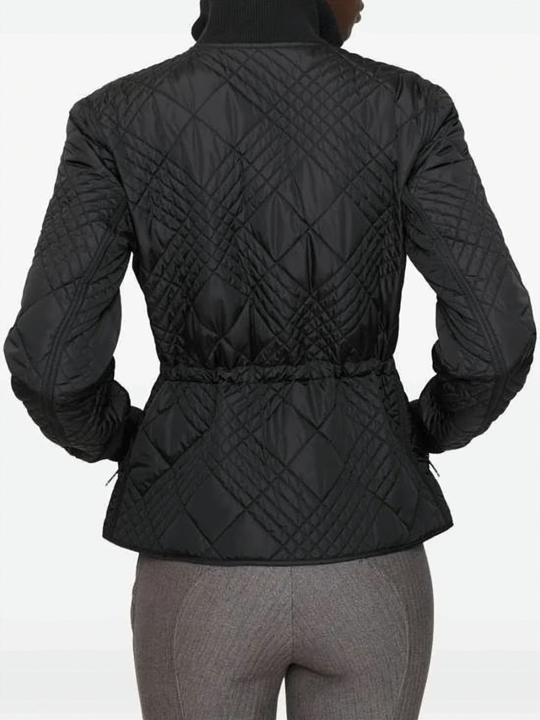 Diamond Quilted Jacket with High Collar
