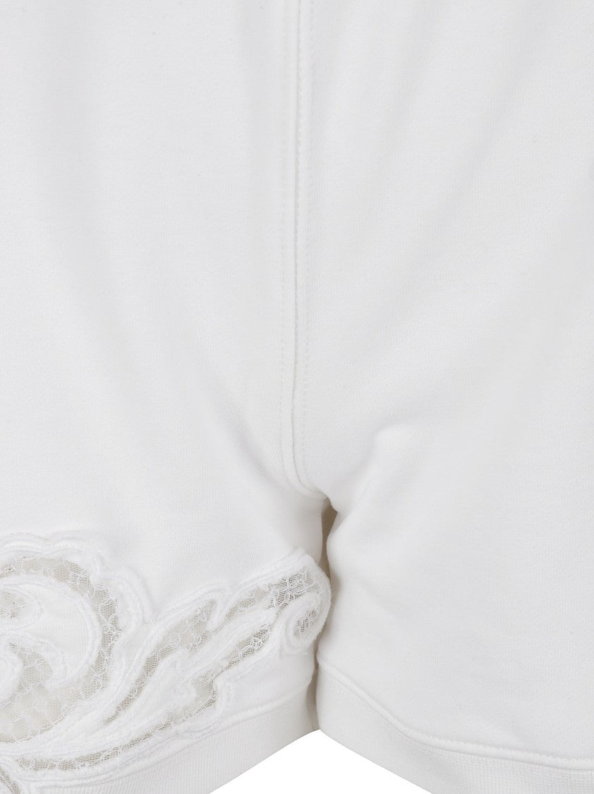 Relaxed Fit White Shorts With Intricate Embroidery