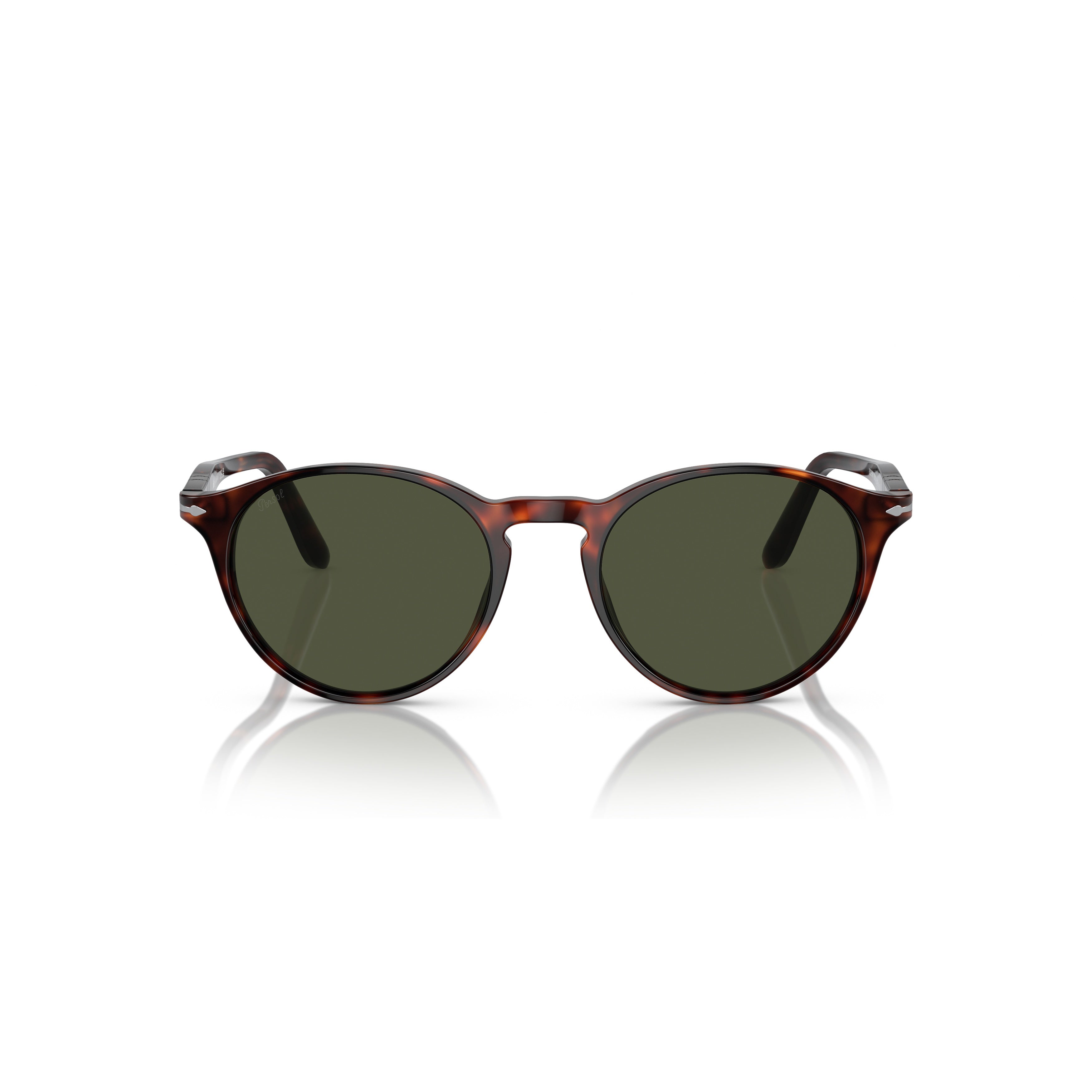 0po3092sm Round Tortoiseshell Acetate Sunglasses with Metal Accents