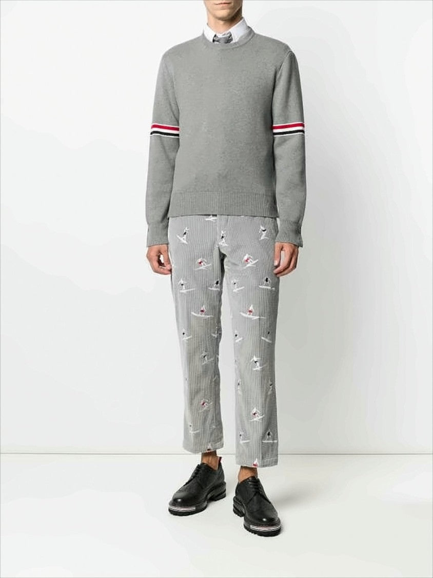 Knit Sweater with RWB Striped Arm Bands and Fitted Silhouette