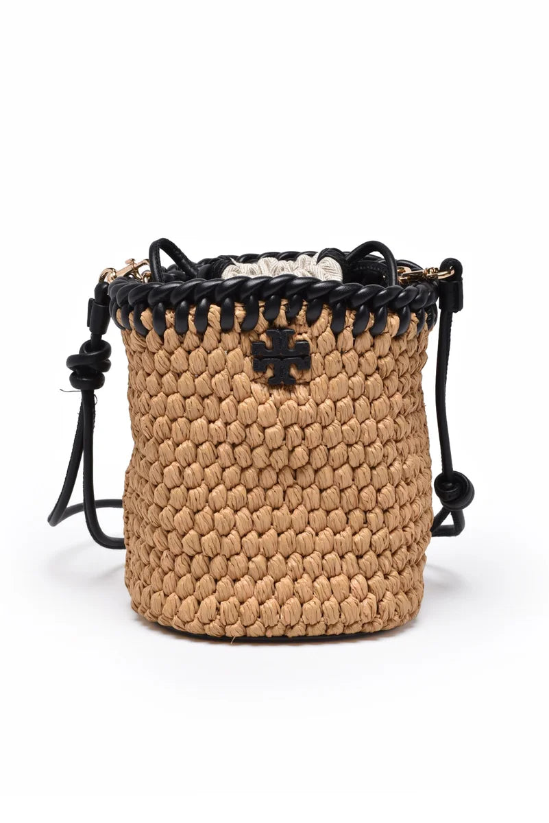 Emerson Bucket Raffia Bag - Brown