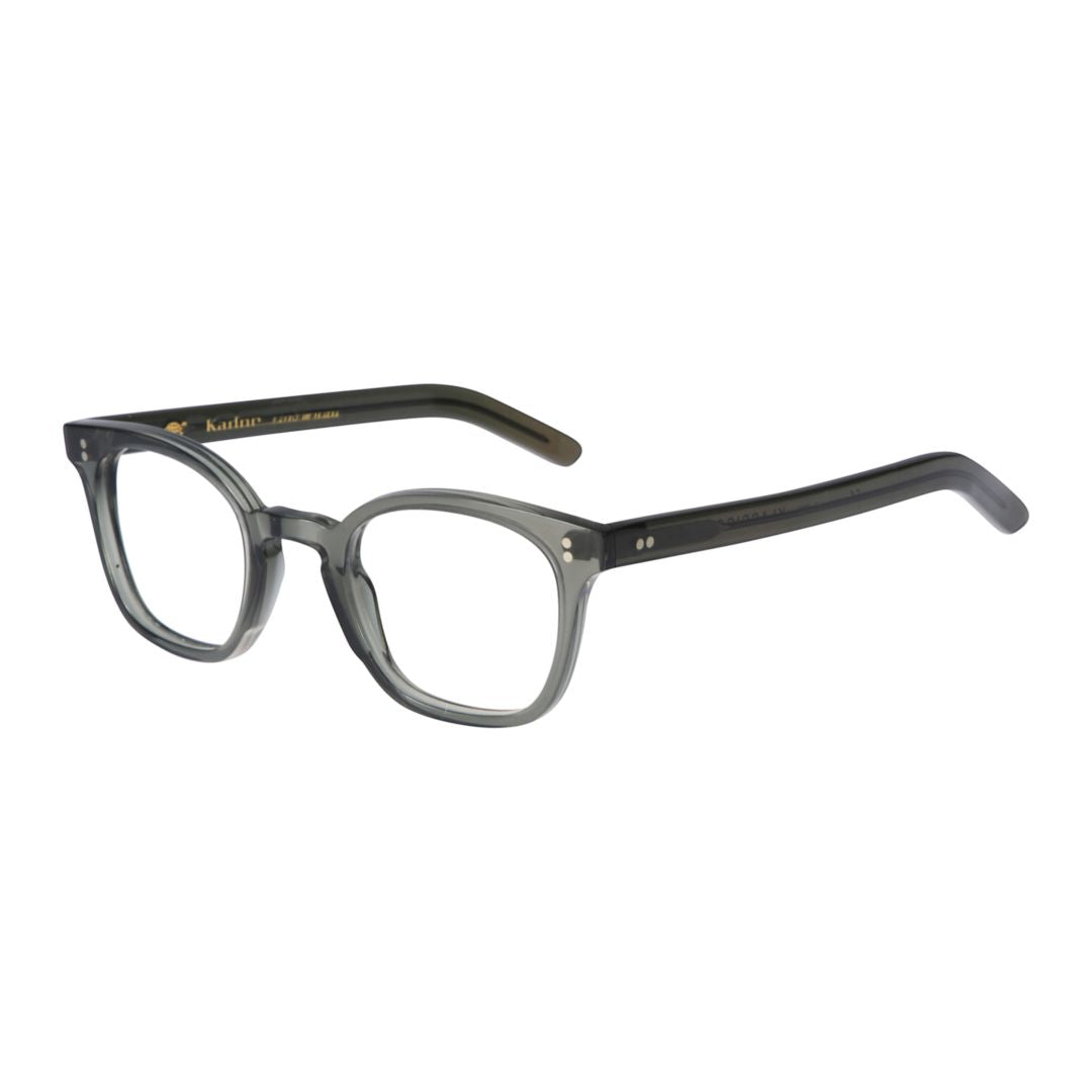 Klassiko Translucent Grey Rounded Frame Eyeglasses with Metallic Rivets