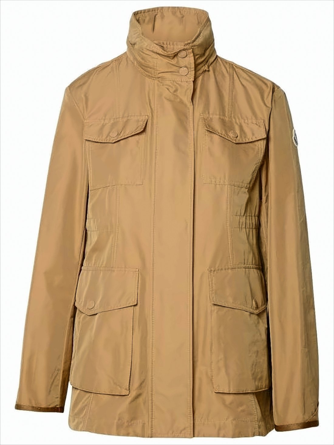 Lightweight Brown Jacket With High Collar And Flap Pockets