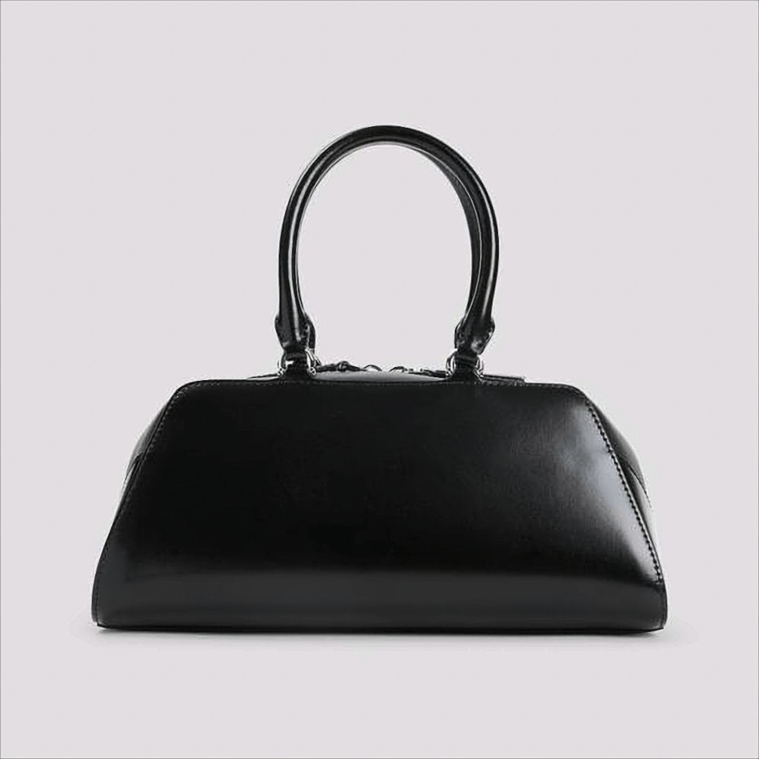 Structured Black Calf Leather Tote Bag