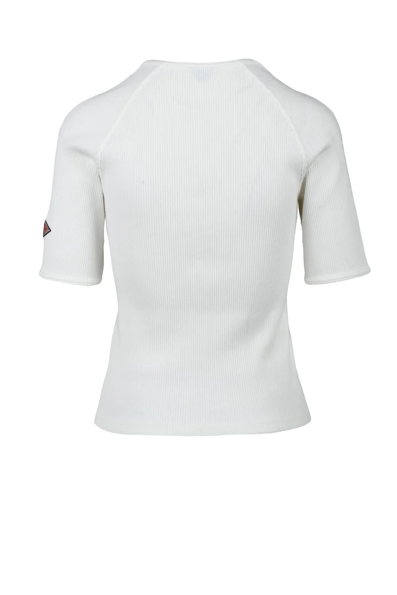 Shaped Rib-Knit Top - White