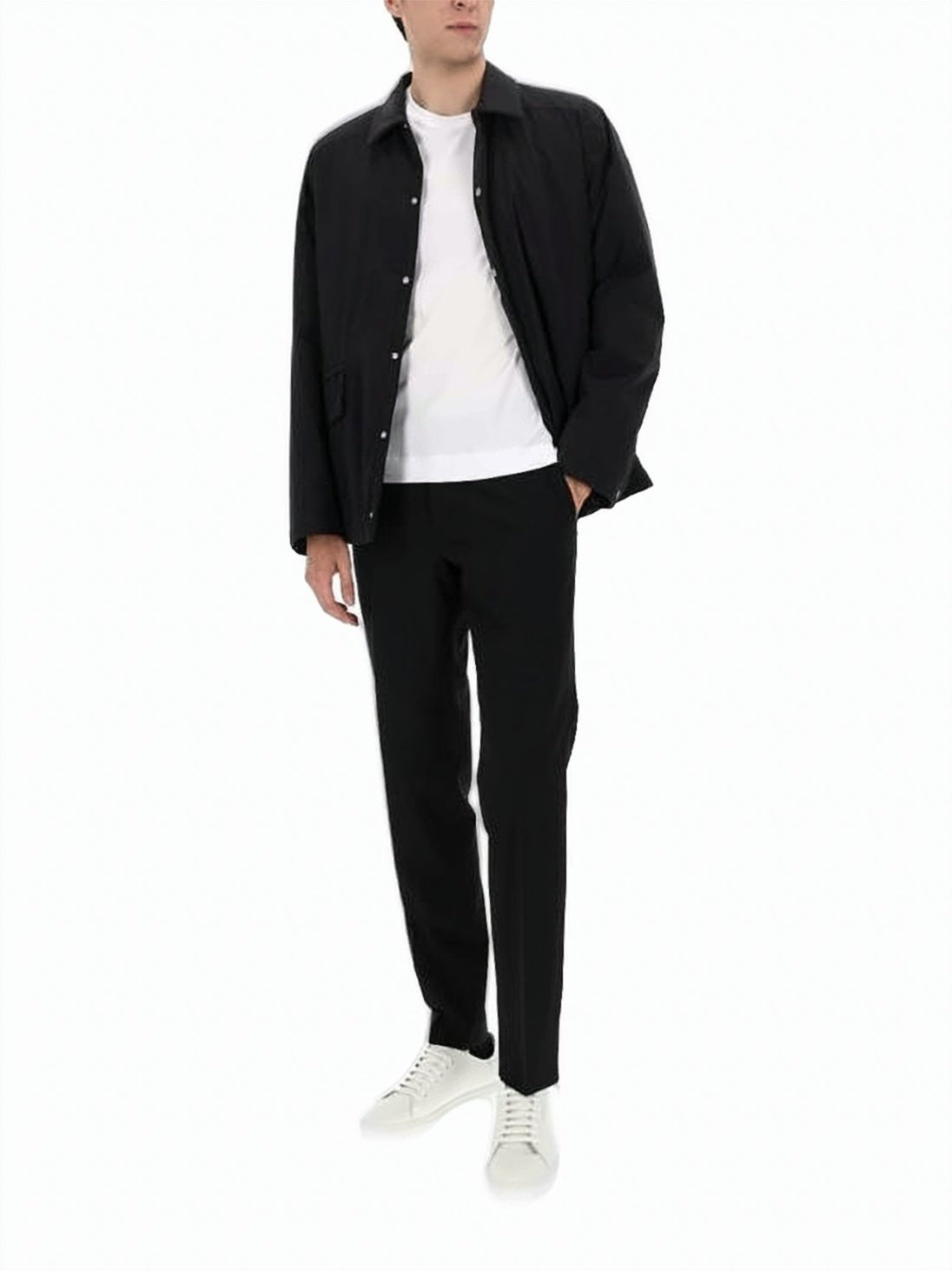 Black Polyamide Jacket and Concealed Closure