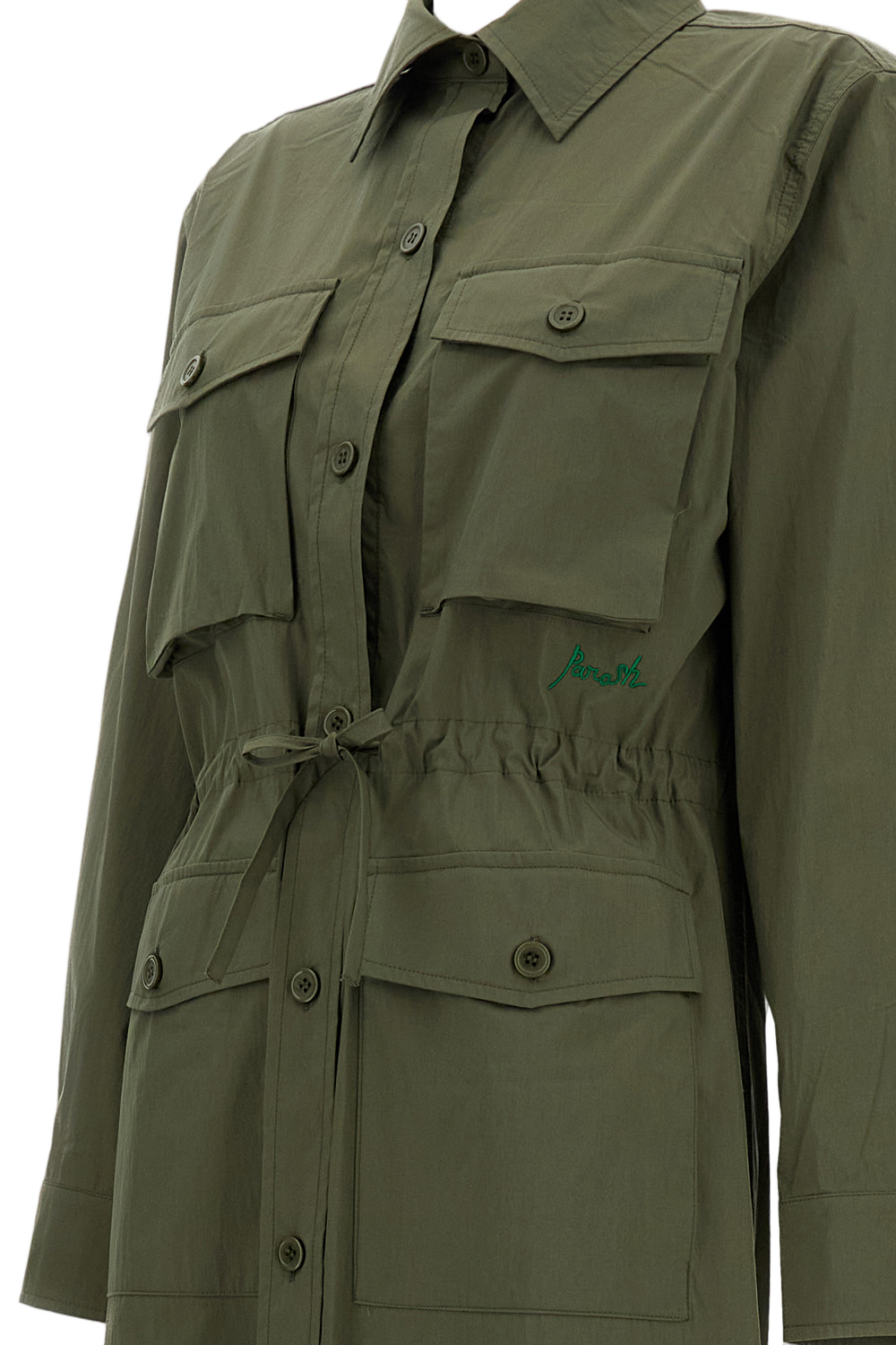 Utility-Inspired Long Shirt Dress with Adjustable Waist