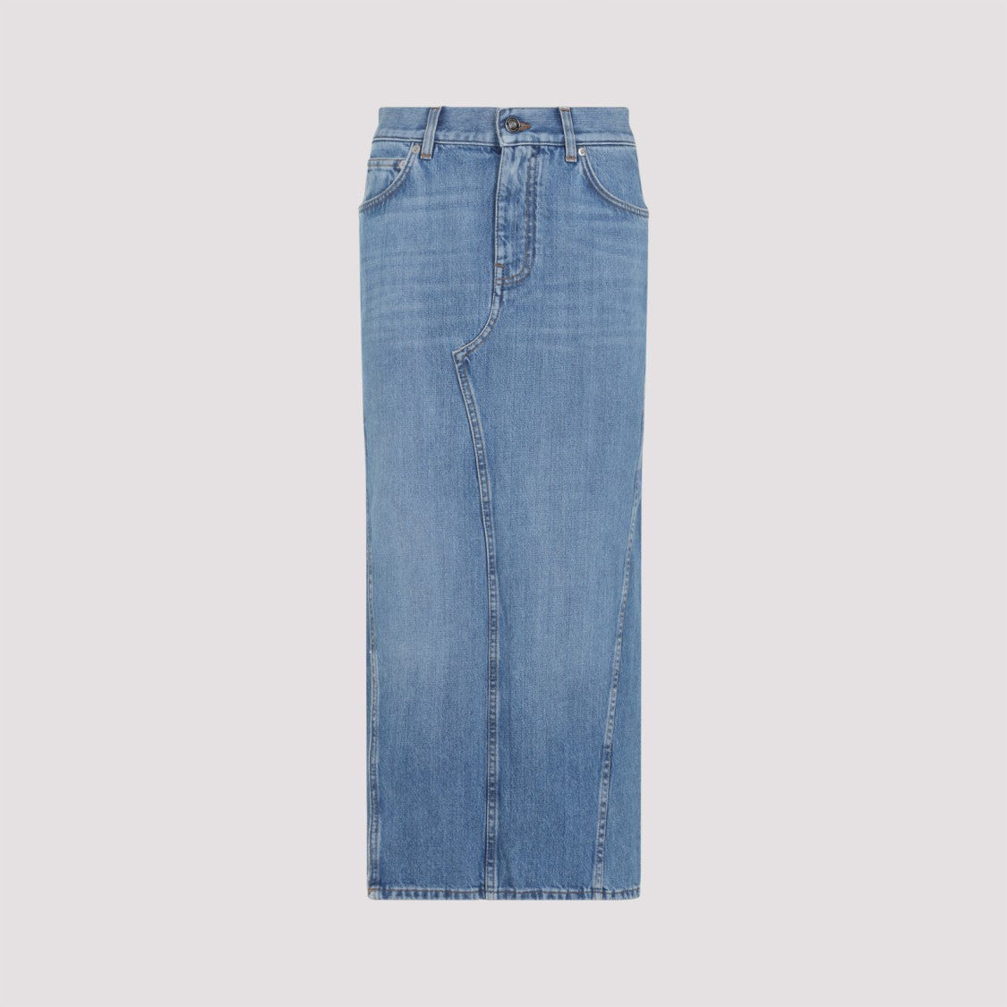High-Waisted Light Blue Denim Maxi Skirt