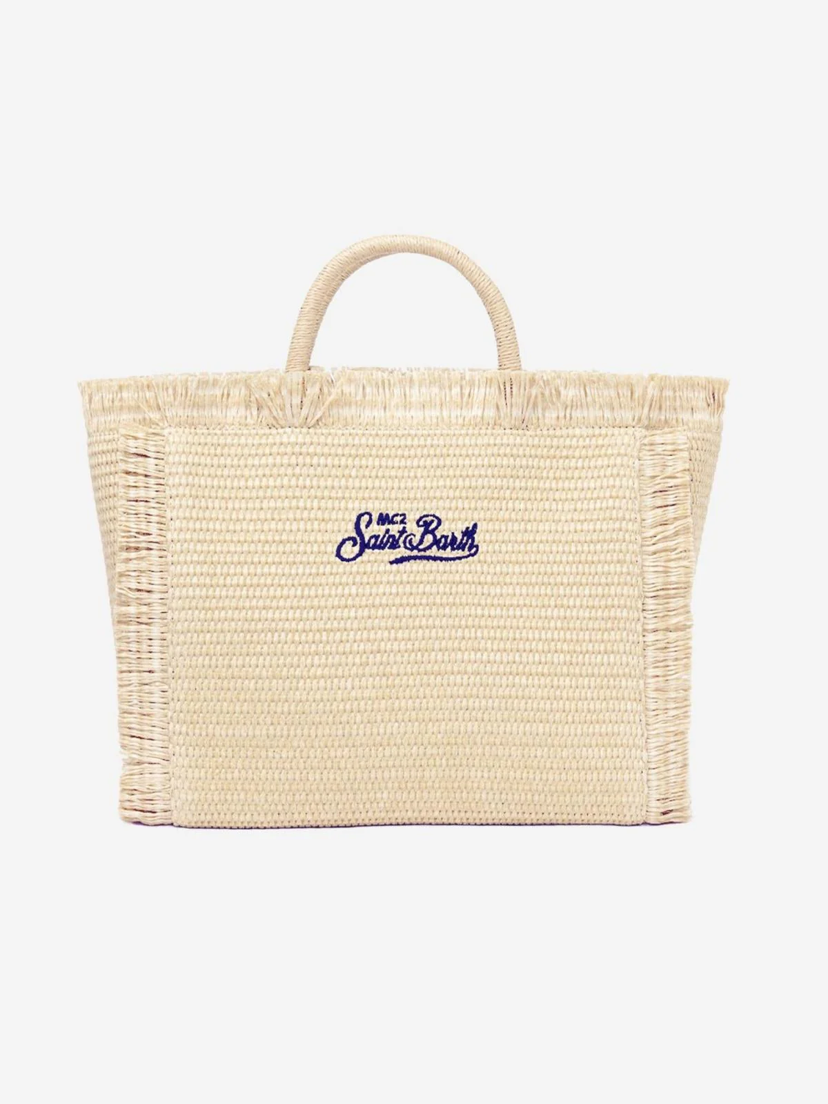 Rectangular Woven Tote Bag with Fringed Edges