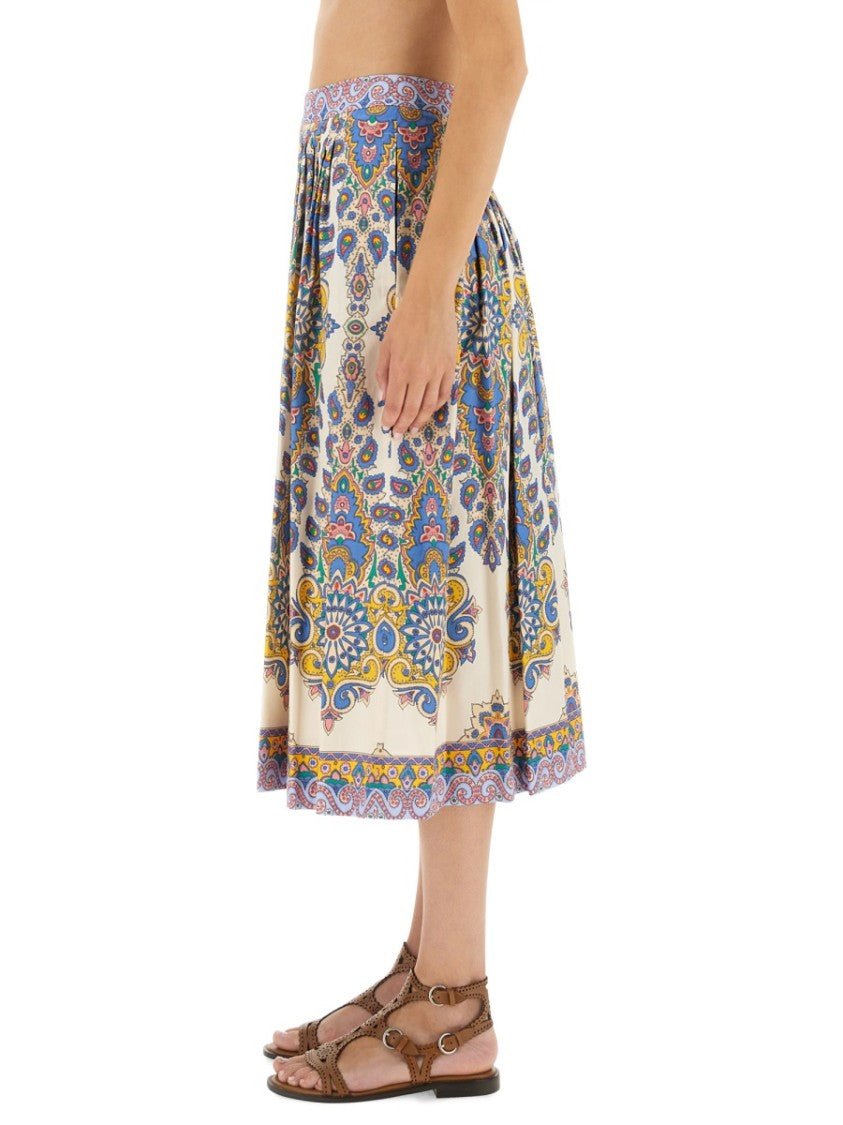 Paisley Print Midi Skirt