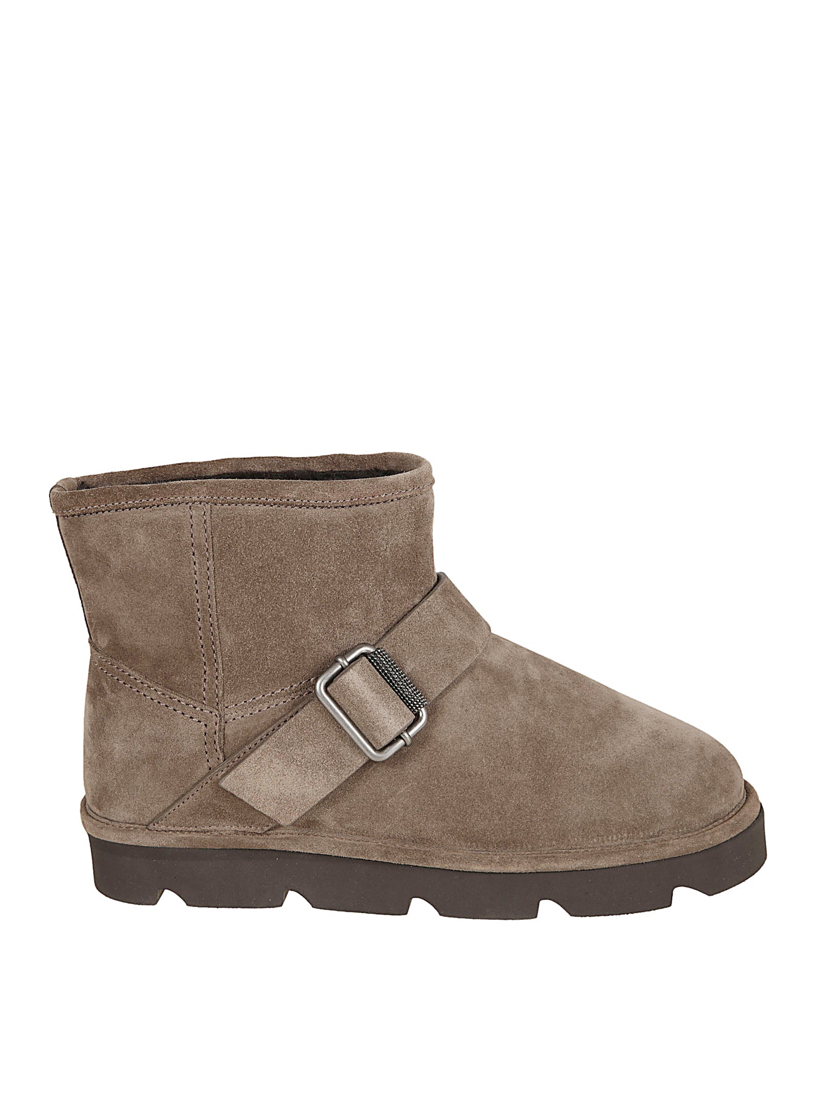 Suede Ankle Boots With Shearling Lining