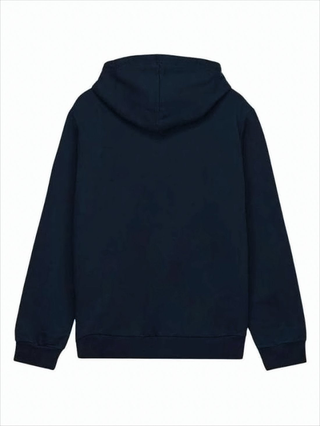 Minimalist Blue Hoodie With Classic Drawstrings And Ribbed Details