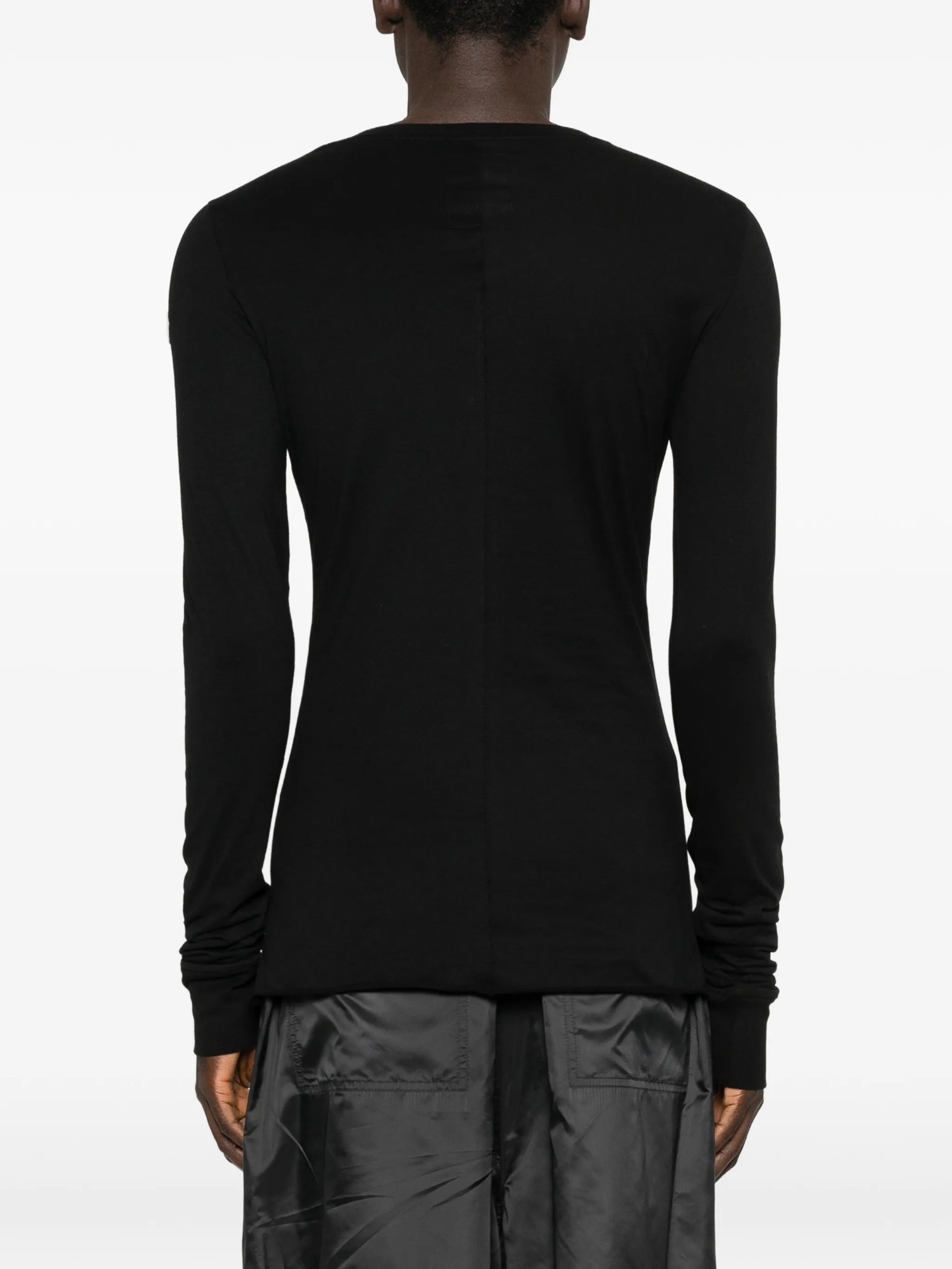 Black Knitted Long-Sleeve Cotton Top