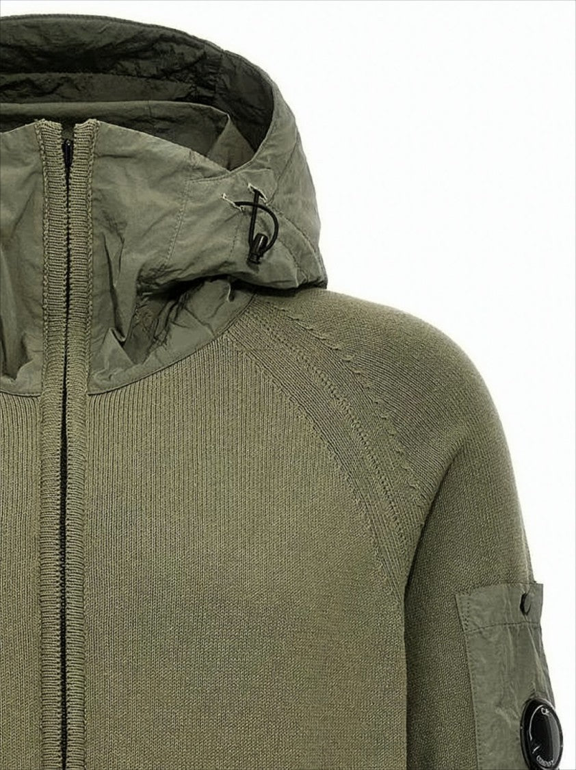 Knitted Hooded Jacket With Distinctive Patch Pocket