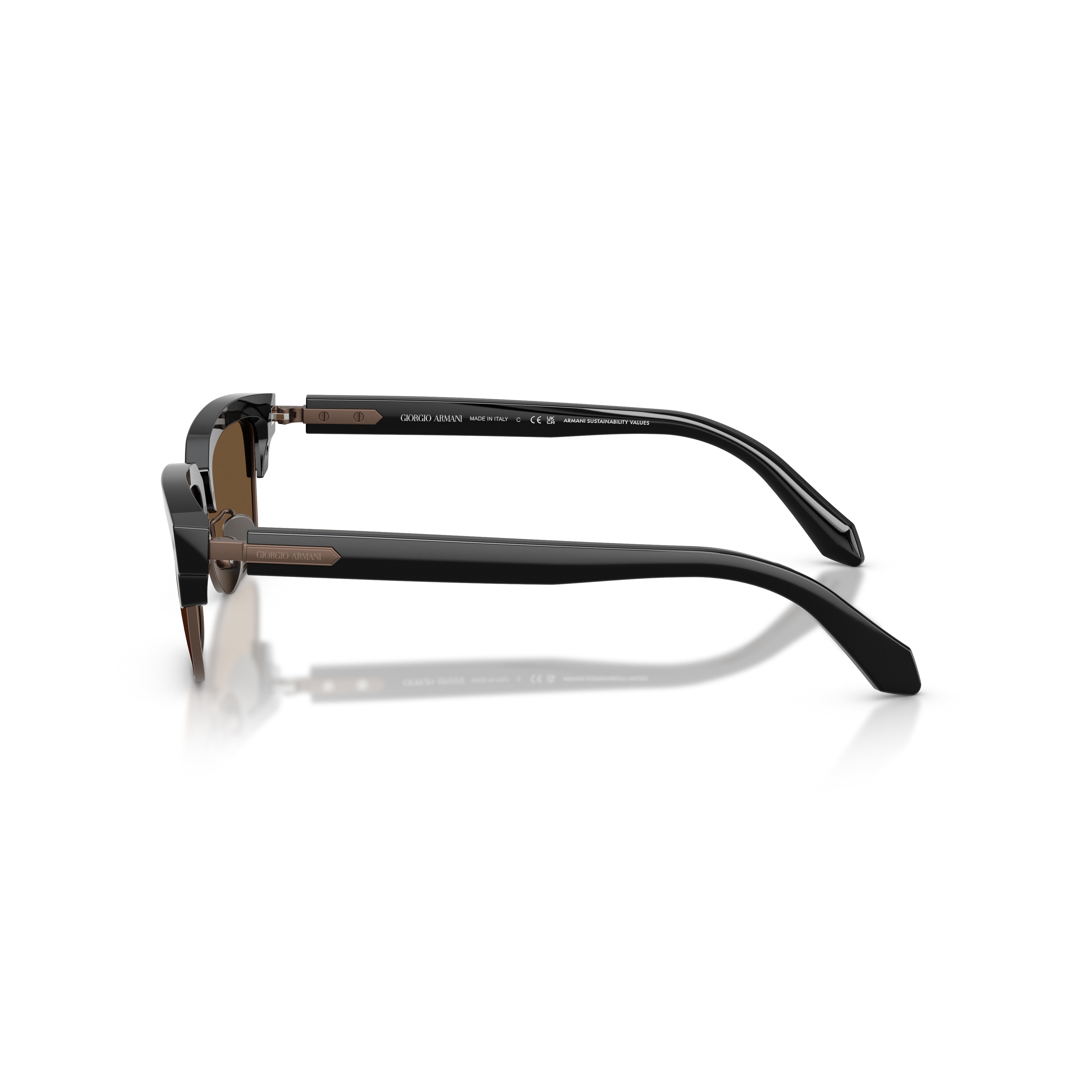 0ar8243 Rectangular Black Acetate Sunglasses with Brown Lenses