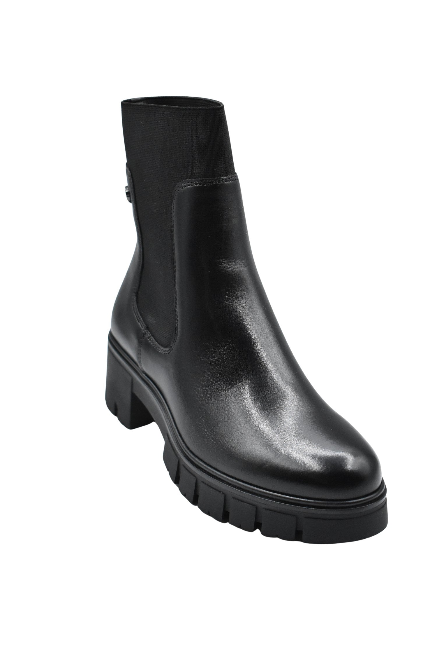 Sole Black Leather Ankle Boots