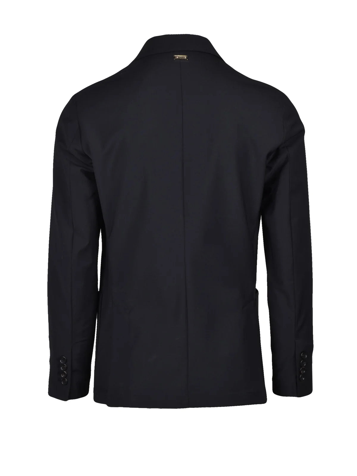 Black Double-Breasted Wool Polyester Elastane Jacket